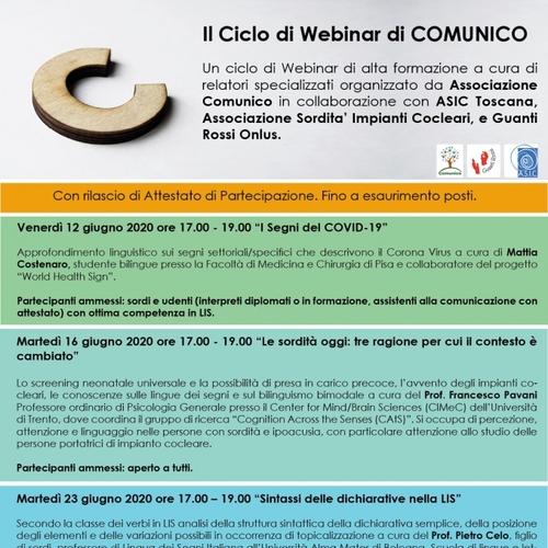 Ciclo Webinar - Secondo incontro